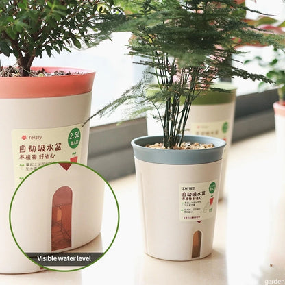 Self Watering Plant Pots Plastic Flowerpot Planter with Drainage Holes Hydroponics Flower Pot Plastic Lazy Automatic Plants Pot