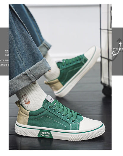 Canvas shoes four seasons men's casual shoes students flat shoes fashion soft-sole outdoor walking shoes youth Joker board shoes