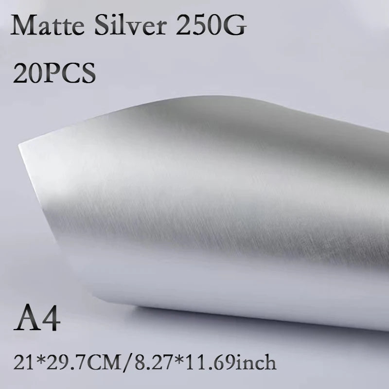 A4 20PCS 250G Single-Sided Gold Silver Card Paper Extra Bright Silver Sub Golden Handmade DIY Laser Printing Cardboard Label