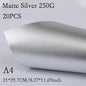 A4 20PCS 250G Single-Sided Gold Silver Card Paper Extra Bright Silver Sub Golden Handmade DIY Laser Printing Cardboard Label