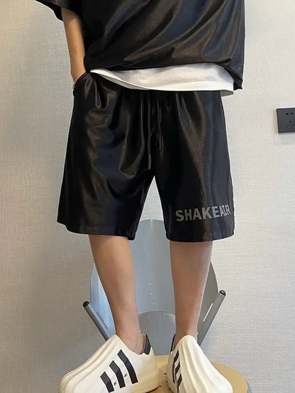 Glossy Pockets Men's Shorts Outdoor Fitness Male Plus Size Casual Sports Basketball Bottoms