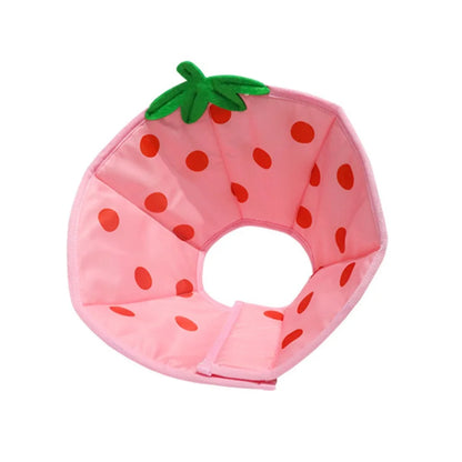 Cartoon Cat Elizabeth Collar Strawberry Bees Cat Neck Protective Circle Breathable Anti-Scratch Cat Dog Grooming Cover