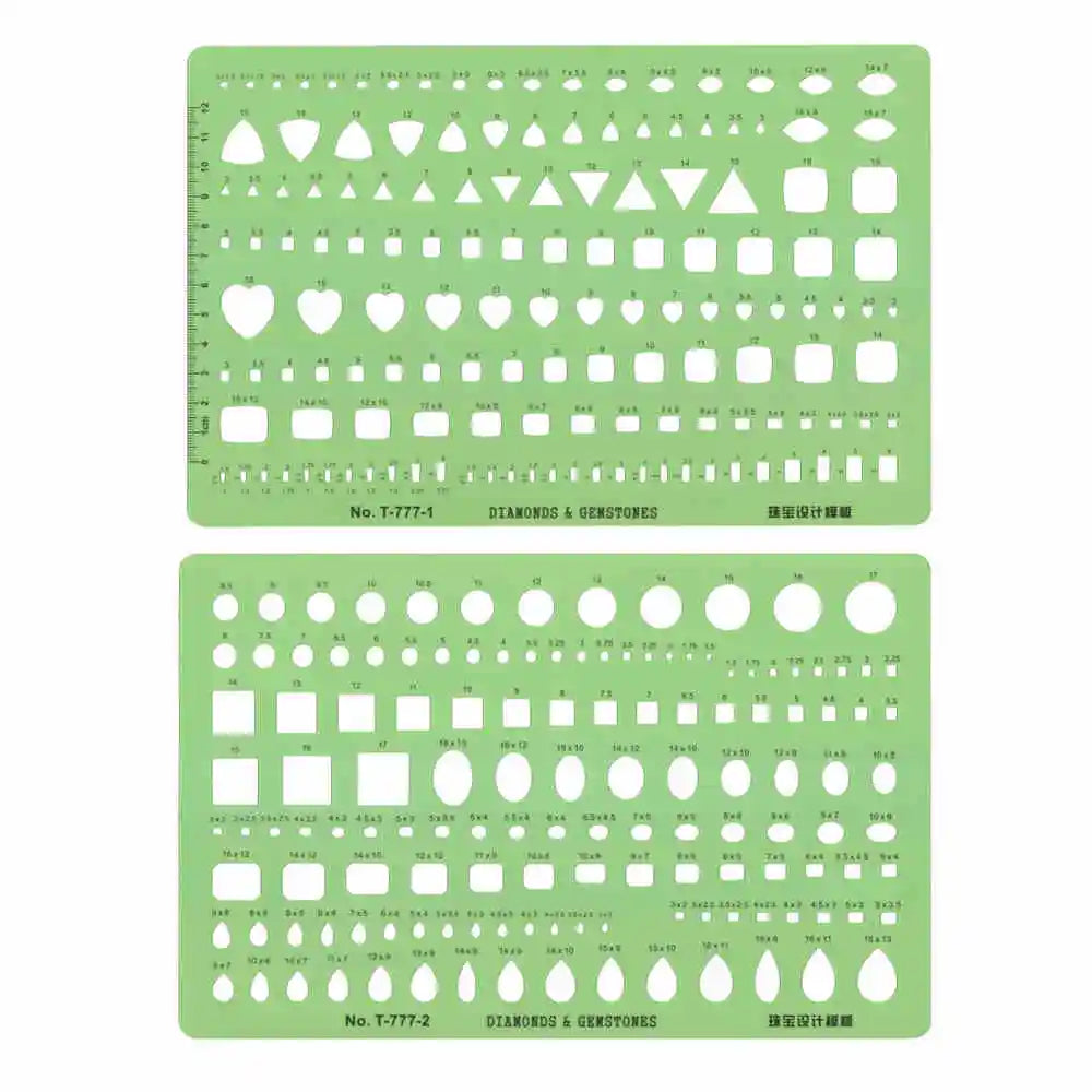Jewelry Design Template Diamond Gemstone Drafting Ruler Kit Formwork Rulers Professional Designer Tools Supplies T-777-1 T-777-2