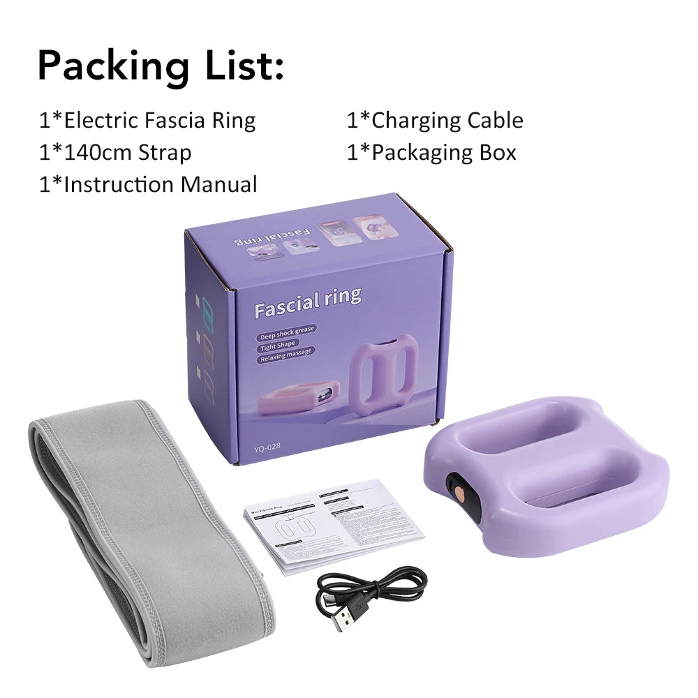 Portable Vibration Dual-Ring Fascia Massager with Belt, Fat Loss, Body Slimming, Fat-Burning, Muscle Relief and Relaxation