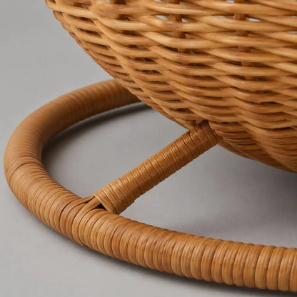 Handwoven Elevated Cat Bed with Soft Cushion & Egg Chair Shape Basket Bed Kitty House with Stand Raised Wicker House for Cats