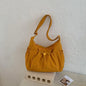Korean Nylon Shoulder Bag Fashion Simple Plaid Zipper Tote Bag Drawstring Pleated Cloud Bag New Commuter Crossbody Shoulder Bag