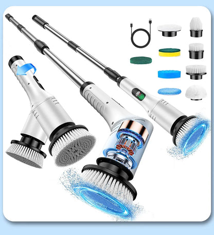 Electric Spin Scrubber 9 in 1 Cordless Cleaning Brush Telescopic Handle LED Display Wireless Bathroom Kitchen Floor Tile Cleaner