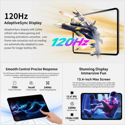 Teclast T65 Android 16 Tablet 13.4 inches 120Hz Max. 26GB RAM 256GB ROM T7280 8 cores 1920x1200 4G LTE 13MP + 5MP 10000mAh