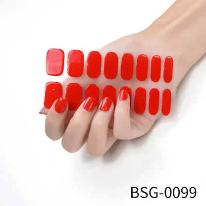 16/18/20Tips Semi-Cured Gel Nail Strips Adhesive Full Cover Stickers for Nails UV Lamp Need Press On Nails Fashion Manicure