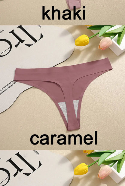 3PCS/SET Sexy G-String Underwear Breathable Female T-back Intimate Lingerie Seamless Low Waist Underpants Lady Bikini Panty S-XL