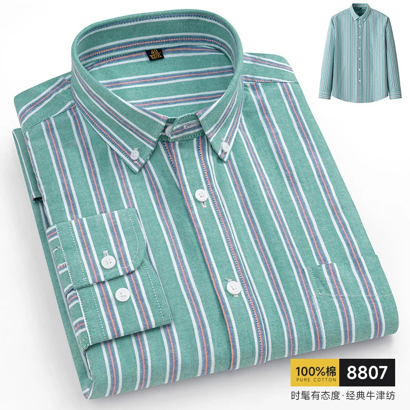 The new 10XL and 11XL oversized Oxford fabric men's shirt is 100% pure cotton, fashionable, casual and business without ironing