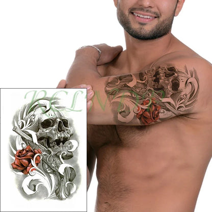Waterproof Temporary Tattoo Sticker Joker Skull Letter Big Size Body Art Flash Tatoo Fake Tatto Stickers for Girl Men Women