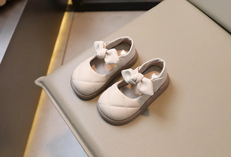 Children Leather Shoes for Girls Soft Spring Autumn New Baby Shallow Bow Solid Color Japanese Style Kids Versatile Casual Shoes
