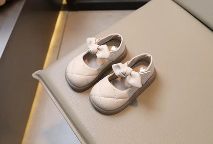Children Leather Shoes for Girls Soft Spring Autumn New Baby Shallow Bow Solid Color Japanese Style Kids Versatile Casual Shoes