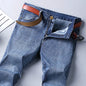 Spring Autumn Business Men Jeans Casual Straight Stretch Fashion Classic Black Sky Blue Grey Work Denim Trousers Brand Clothing