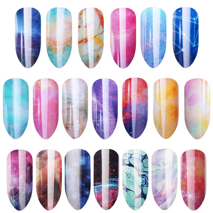 16Pc Holographic Nail Foil Set Starry Transfer 20*4cm Sticker Laser Flowers Leopard Mix Design Decal DIY Nail Art Decoration