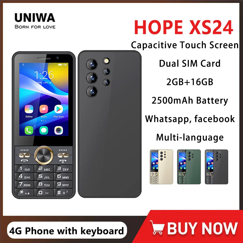 UNIWA HOPE XS24 4G Touch Screen Keypad Phone Android 8.1 Dual SIM 3.5 Inch 2GB+16GB 2500mAh Cellphone Whatsapp Phone Half-touch