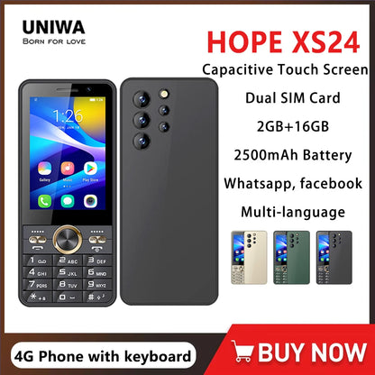 UNIWA HOPE XS24 4G Touch Screen Keypad Phone Android 8.1 Dual SIM 3.5 Inch 2GB+16GB 2500mAh Cellphone Whatsapp Phone Half-touch
