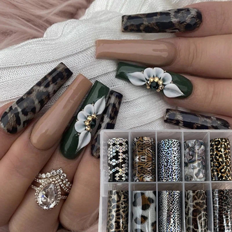 Nail Foils Gradient Transfer Foil Storage Box Nail Art Stickers Stripe Floral Manicure Decals Nails Decoration