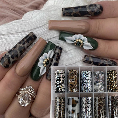 Nail Foils Gradient Transfer Foil Storage Box Nail Art Stickers Stripe Floral Manicure Decals Nails Decoration