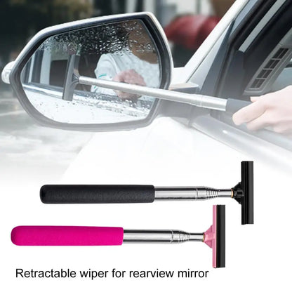 Car Rearview Mirror Wiper Wash Telescopic Cleaning 98cm Wiper Handle Glass Long Demist Cleaning Cleaner Handheld Tool Mirro Q2W9