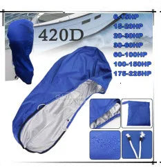 600D Boat Full Outboard Engine Cover Heavy Duty Silver Engine Motor Covers Protector For 6-225HP Waterproof