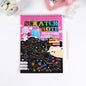 50 pcs Scratch Paper Kids Rainbow Magic Scratch Off Paper Sheets Art Craft Kit Black Note Paper Drawing Pads with Stencils