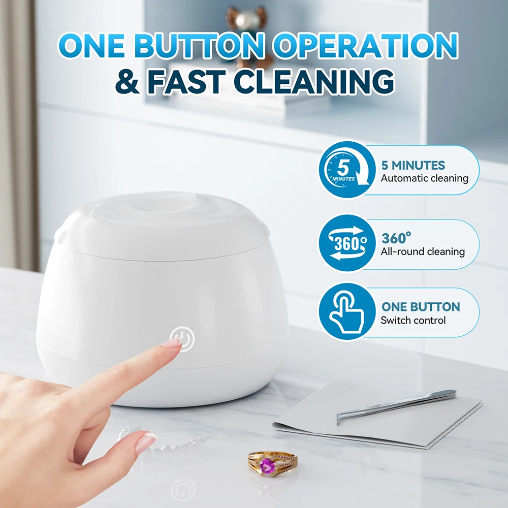 KUNPHY UV Light Ultrasonic Retainer Cleaner 200ML Denture Cleaner for Aligner Night Guard Braces Toothbrush Dental Appliances