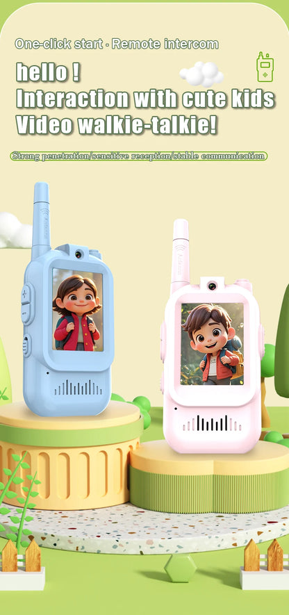 AIRITON JK200 Kids Video Intercom Walkie-talkie Cute Screen Easy Use Rechargeable Large Battery Cute Ham Radio for Gift