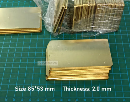2mm Thick Solid Brass Business Cards Metal Blank Plates Mill Finish Unpolished For Fiber Laser Engraving DIY Craft