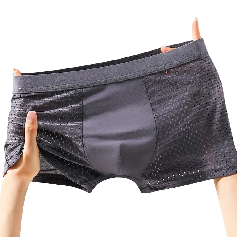 8pcs/set Men's Panties Ice Silk Mesh Men Underwear Breathable Men's Underpant Fashion Panties Male Solid Color Boxer Shorts