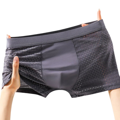 8pcs/set Men's Panties Ice Silk Mesh Men Underwear Breathable Men's Underpant Fashion Panties Male Solid Color Boxer Shorts