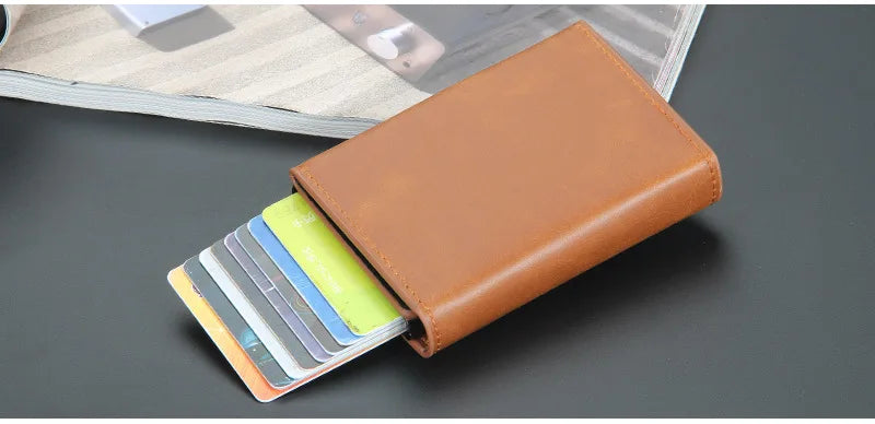 Pop Up Credit Card Holder Wallets Men Slim Rfid Blocking CardHolder Wallet for Men Card Money Bag Purse PU Leather Short Wallets