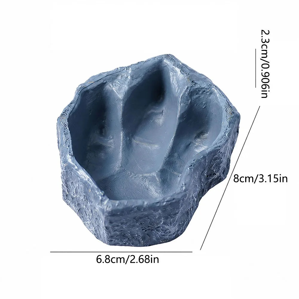 Multi-functional Reptile Feeding Bowl Multicolor Tree Stump Shape Crawler Water Basin Faux Stone Leak Proof