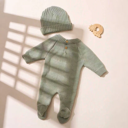 Ylsteed "Hello" Embroidery Knitting Newborn Birth Announcement Outfits Footed Jumpsuit Baby Boy Girl Photography Props Newborn