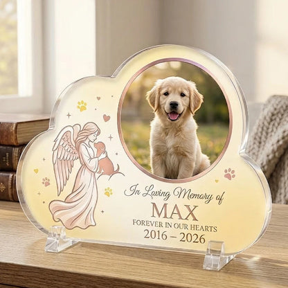 Custom Photo & Text,Cloud‑Shaped Acrylic Pet Memorial Plaque,Desktop Ornament,Pet Loss Keepsake,Sympathy Gift,Memorial Day