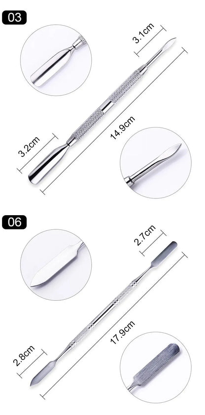 1pcs Double-ended Stainless Steel Cuticle Pusher Dead Skin Push Remover For Pedicure Manicure Nail Art Cleaner Care Tool