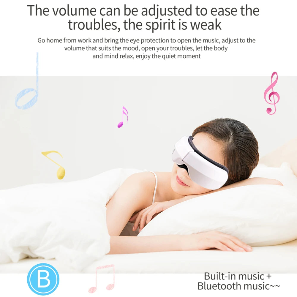 6D Smart Vibration Eye Massager Airbag Compress Eye Care Instrument Bluetooth Music Eye Massage Sleepping Mask Eye Relax Fatigue