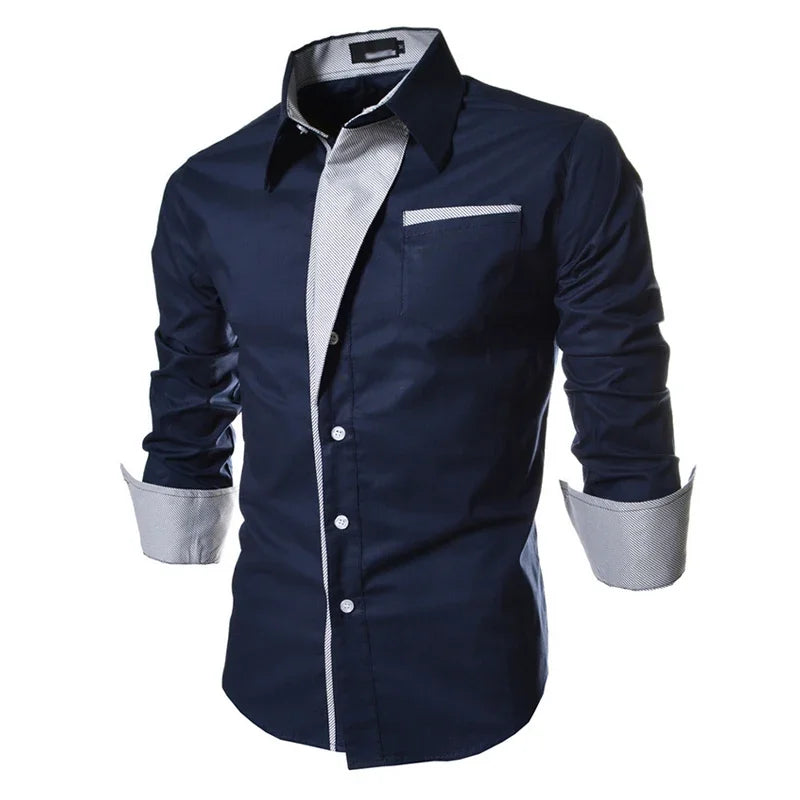 Mens Striped Shirts Business Slim Fit Male Shirt Black White 2025 Long Sleeved Social Clothes Camisa Masculina Vetement Homme