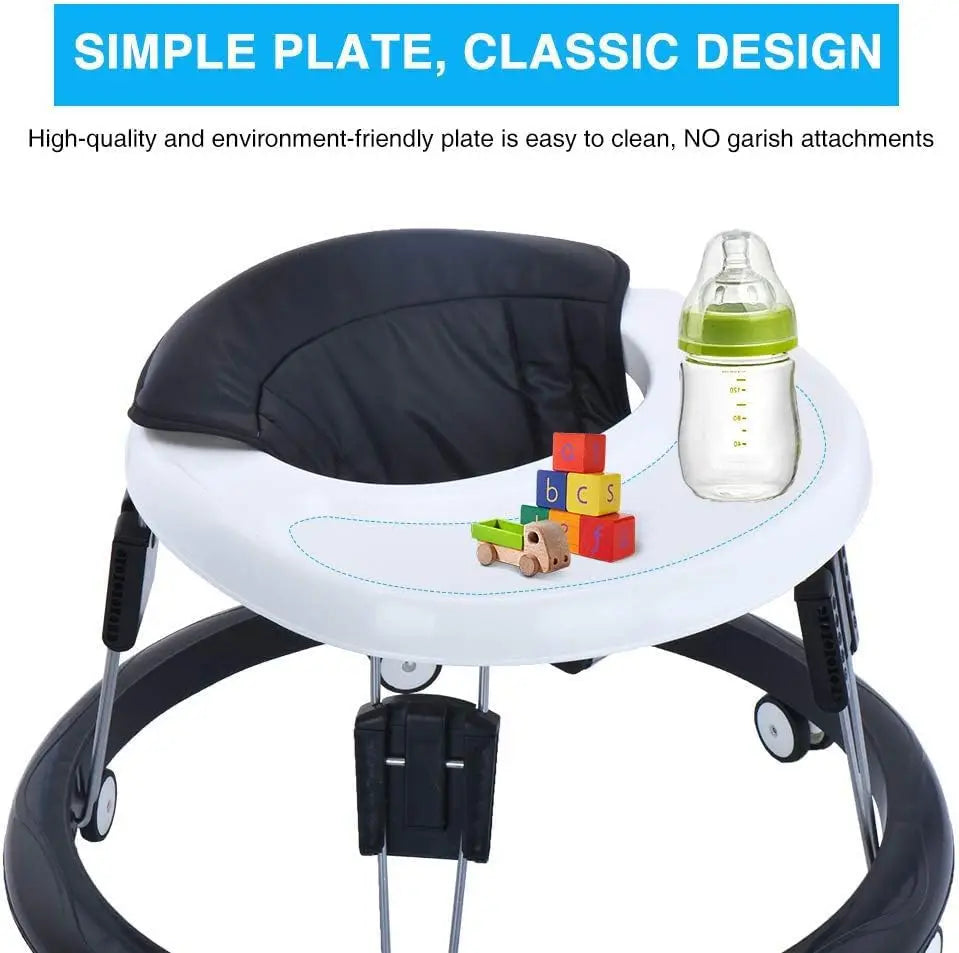 Adjustable Baby Walker Aids, Easy to Clean Tray, Universal Rollator, Anti-Rollover Folding Walker for Girls & Boys 6-18 Months