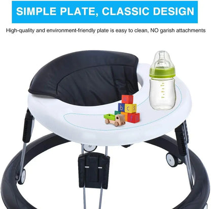 Adjustable Baby Walker Aids, Easy to Clean Tray, Universal Rollator, Anti-Rollover Folding Walker for Girls & Boys 6-18 Months