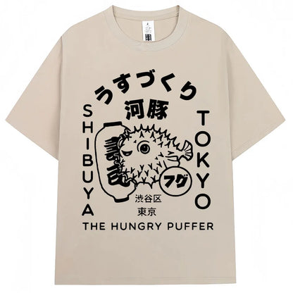 Japanese Style Hokkaido Wave Vintage T-shirt Men Women Harajuku Fashion High Quality T Shirts Oversized Cotton Summer Tee Shirt