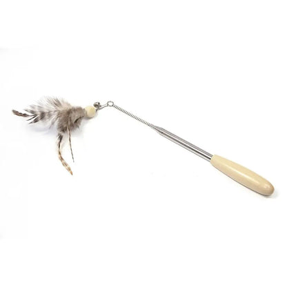 Retractable Cat Wand Pole Interactive with Hanging Loop DIY Cat Exercise Stick Stainless Steel Adjustable Length