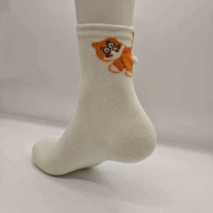 1/3 Pair Three-Dimensional Cat Printed Men female Mid Tube Socks Soft Comfortable Sweat Absorbing Breathable Casual Couples Sock