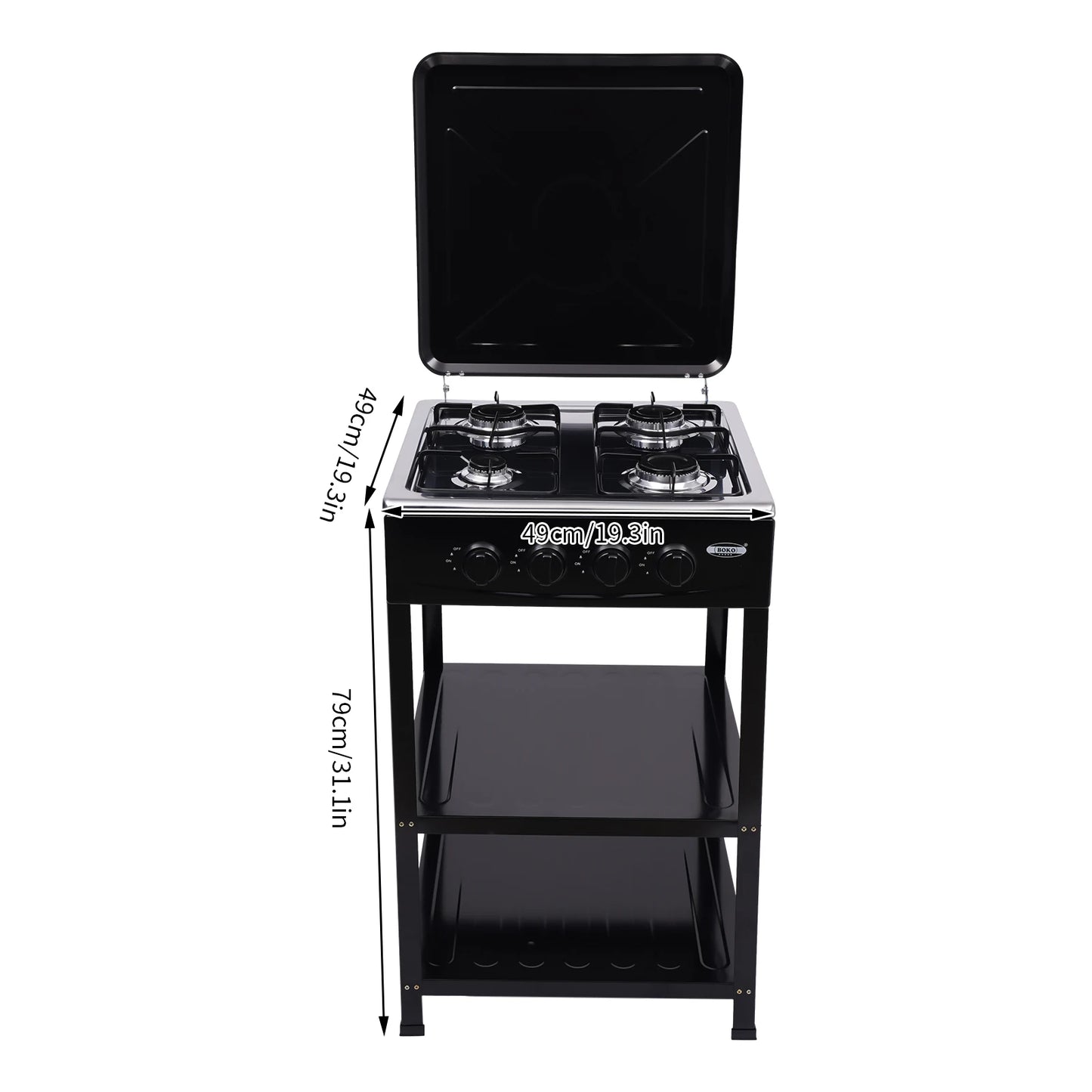 Natural Gas Stove w/ 4 Burners, Classic Appearance NG/LPG Gas Stove, Wind-resist Indoor Outdoor Cooking Tool, Gas Cooktop