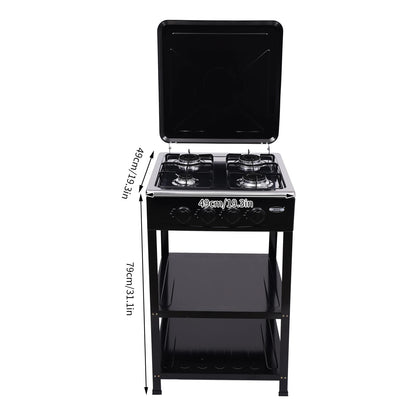 Natural Gas Stove w/ 4 Burners, Classic Appearance NG/LPG Gas Stove, Wind-resist Indoor Outdoor Cooking Tool, Gas Cooktop
