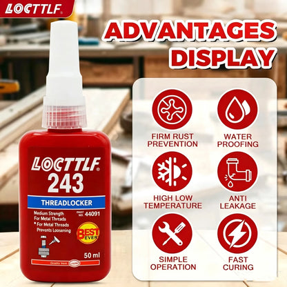 243 Blue Anaerobic Adhesive Medium Strength Threadlockers For All Metal Threaded Components Removable Waterproof 50ML