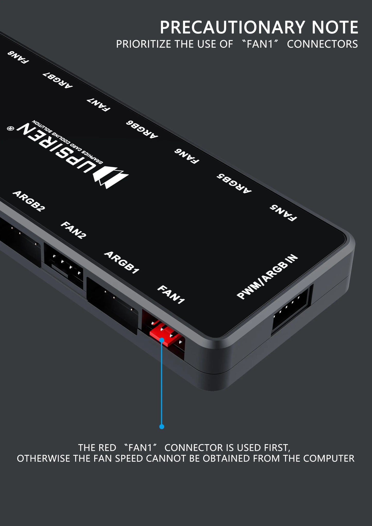 UPSIREN HU-8 Chassis Fan Hub，8 Sets of ARGB and PWM Interfaces,Bottom magnetic design，Support motherboard synchronization