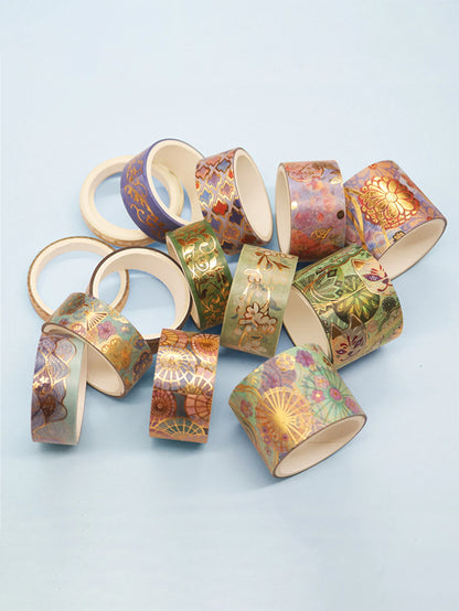 15 Rolls of Floral Foil Stamping and Washi Tape Set – Decorative Masking Tape for DIY Gifts, Scrapbooking, Photo Frames