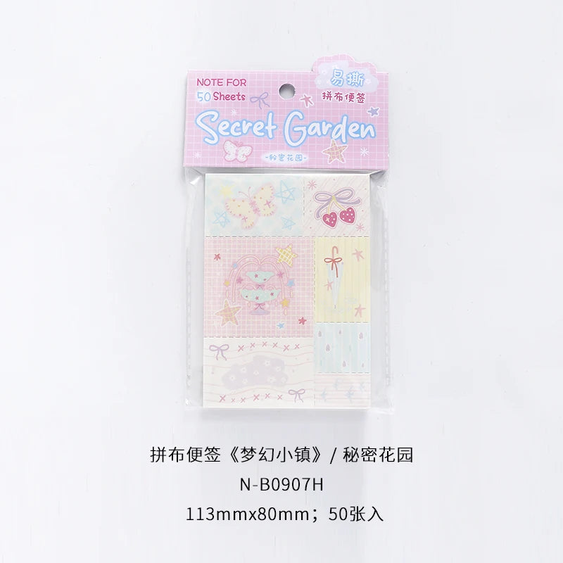 50sheets Dreamy Town Series Kawaii Ins Cute Handbooks Decoration Message Notes DIY Handmade Scrapbook Aesthetic Supplies